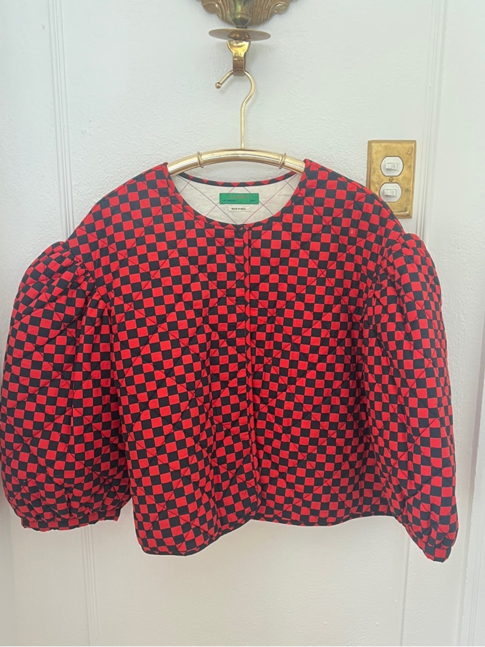 Clare V. Red and Black Checkered Blouse
